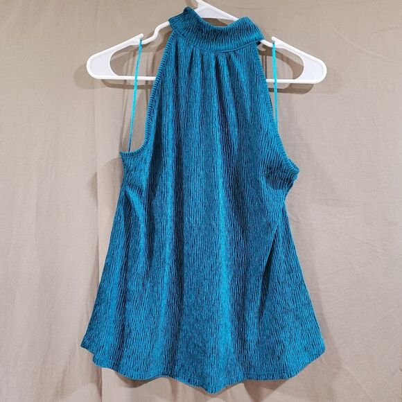 Cable & Gauge size medium blue roughed mock neck halter top NWT - Picture 9 of 12